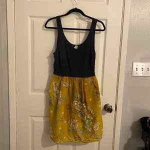 Anthropologie Maeve Silk Yellow Floral Tank Dress